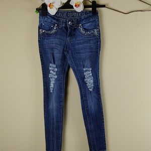 Blue Republic blinged out distressed skinny jeans